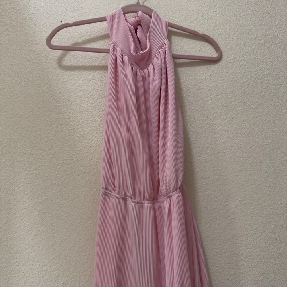 Elegant Pink Halter Wide Leg Pantsuit Pink M